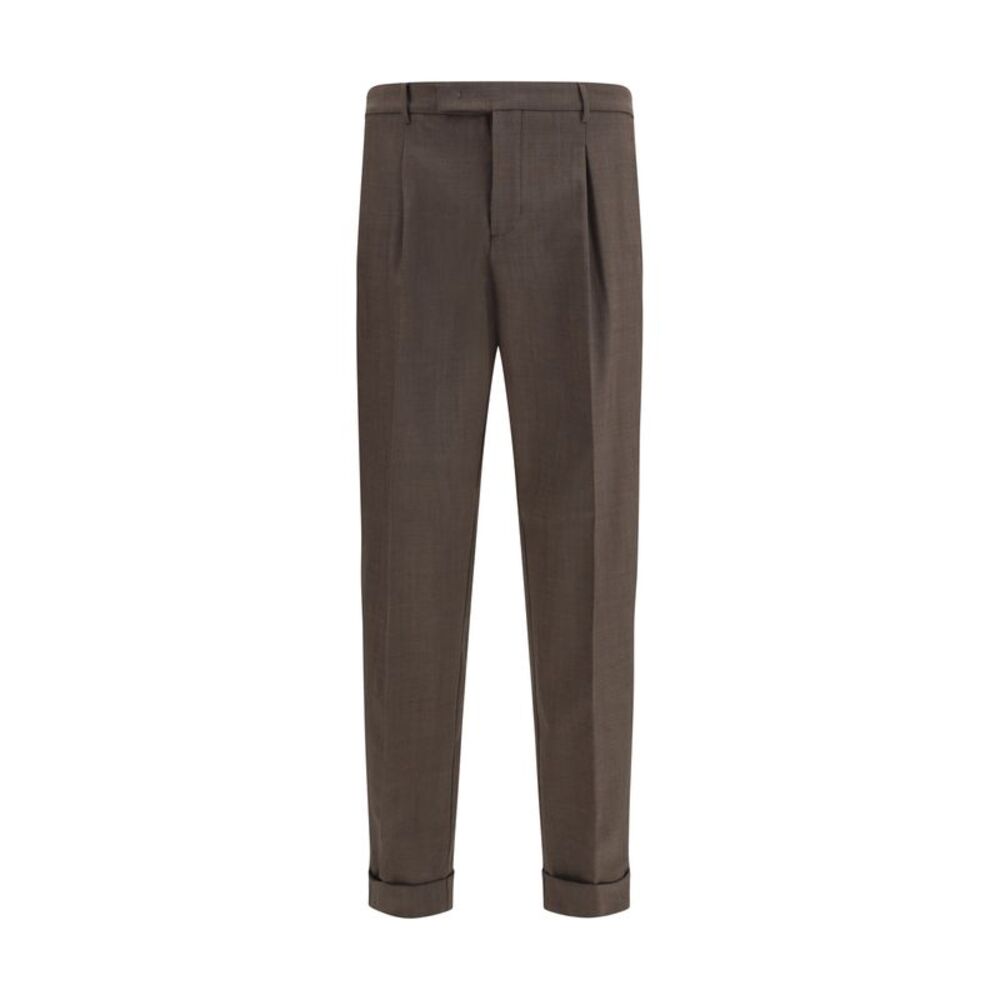 Cruna Men Carrot Fit Single Pleat Pants In Virgin Wool
